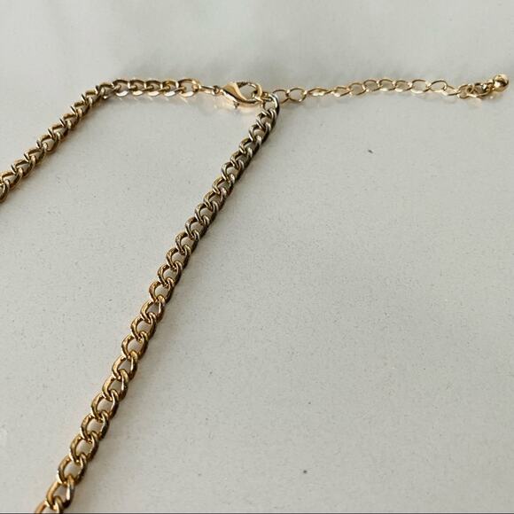 NORDSTROM REVOLVE Black Gold Geometric Triangle Pendant Statement Necklace - Picture 3 of 7